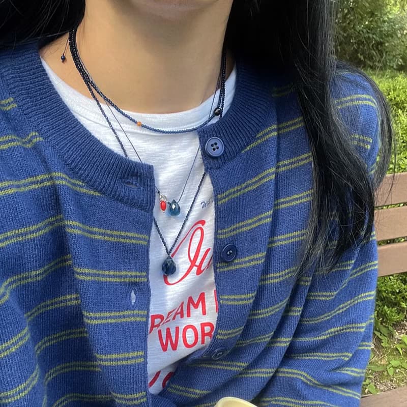 Blue Long Drop Necklace