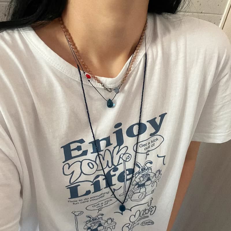 Blue Long Drop Necklace