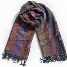 喀什米爾Cashmere羊絨毯 刺繡毛毯 羊毛蓋毯 保暖披肩 針織 刺繡羊毛披肩/針織蓋毯/刺繡圍巾/羊絨披巾 聖誕-花