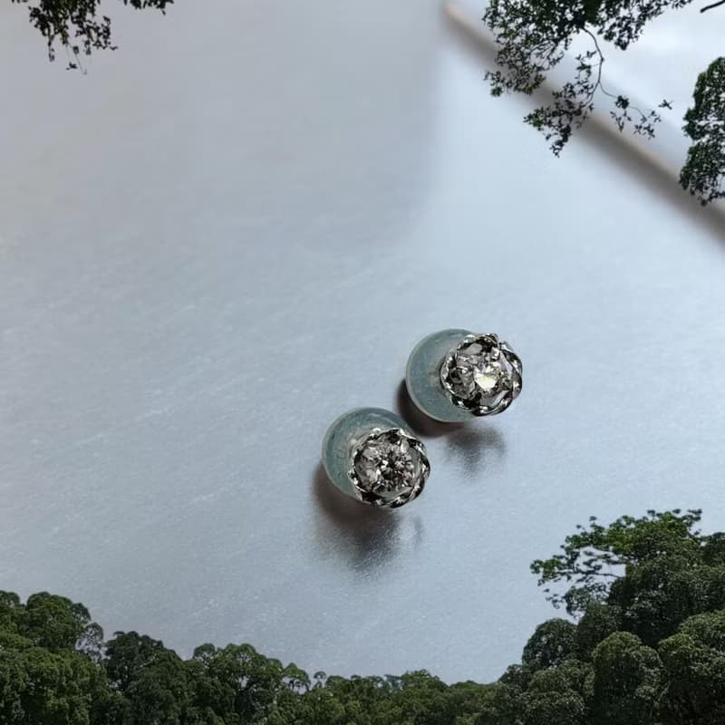 Pt900白金玫瑰籠鑽石耳環