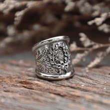 葉枝花戒指女士銀色