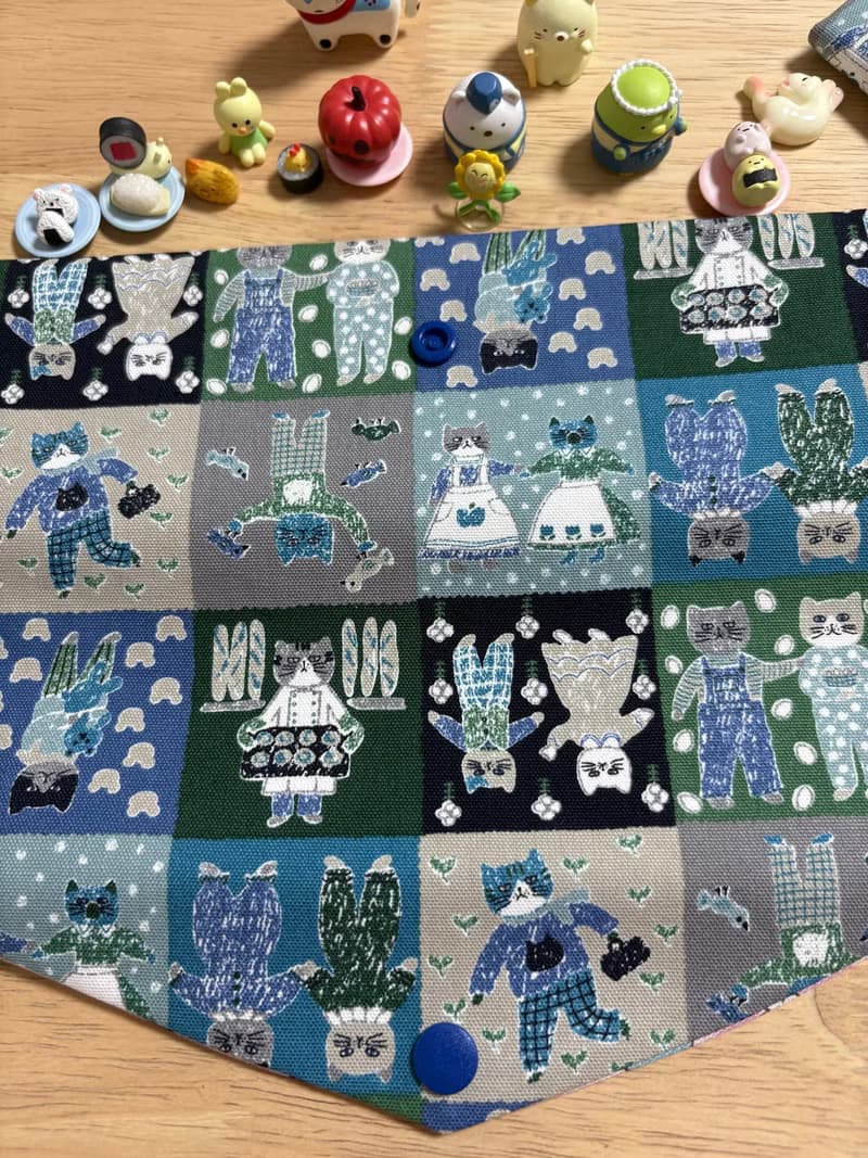 文青風環保純棉筷袋 紳士貓咪 廚師 原麻卡通格 厚實手感 日本 潮