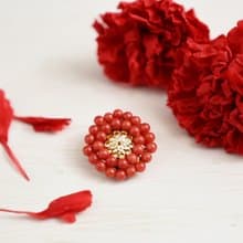 【ブローチ】天然色 本珊瑚 赤珊瑚のアンティークレトロなお花
