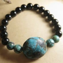 手鍊 珠串設計 西藏綠松石+黑瑪瑙