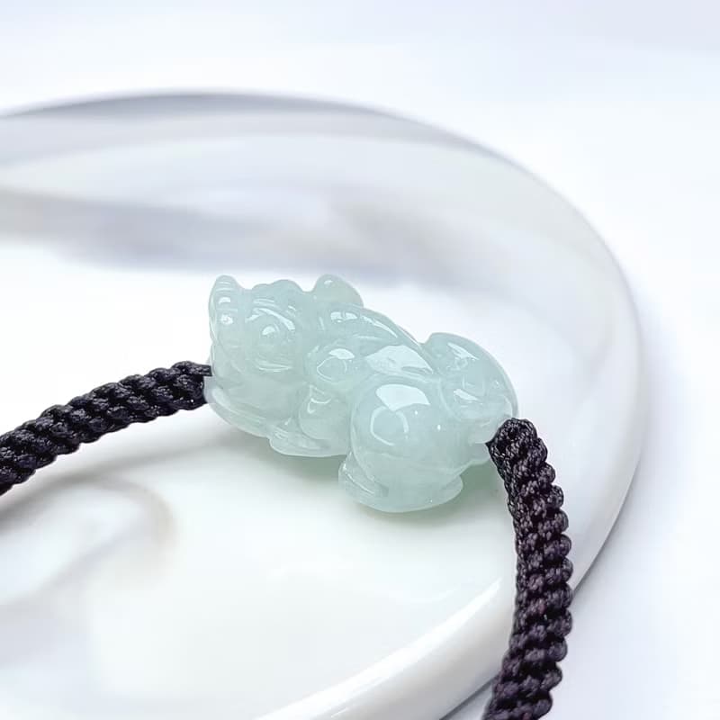 【招財神獸】冰糯綠翡翠貔貅編織手鍊 | 天然緬甸玉翡翠A貨