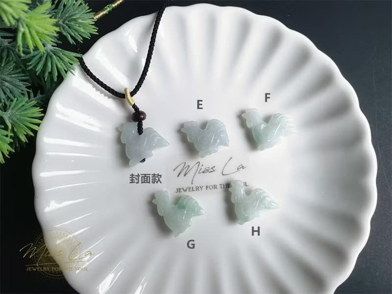 天然緬甸玉 翡翠 種水好 手工雕 心想事成 人丁興旺 項鍊 禮物