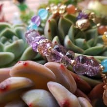 女孩水晶世界-心年－【紫黃晶】手作 天然水晶手鍊 包14K金