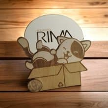 Cats on Cardboxes Wooden Coaster Set – Unique Cat Wooden Drink Coasters - Kitten