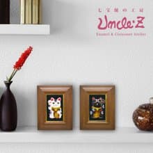 飾って福を招くミニ-招き猫の七宝焼アートフレーム　白/黒