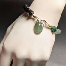 天然緬甸冰種水滴 藍水雪花隨形珠翡翠 檀木珠 銀配件 手工製手鍊