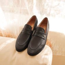 紳士袖扣! 月球漫步樂福鞋 黑 全真皮 MIT -冬夜色