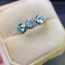 Light Blue Moissanite Ring, Blue Moissanite Half Eternity Band