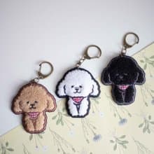 貴賓狗 Poodle 毛茸茸好可愛 刺繡 鑰匙圈 生日禮物 紙盒包裝