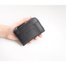 【送禮推薦 聖誕禮物】Easy輕巧零錢包 真皮荔枝紋拉鍊 黑咖兩色