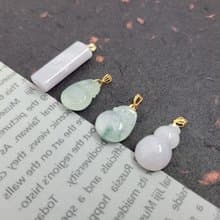 【親翠】天然翡翠  18K金釦頭無事柱/錢袋/葫蘆畢業禮物