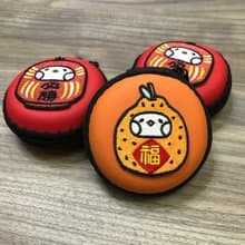 招財福橘 必勝達摩 圓型多功能3C收納盒