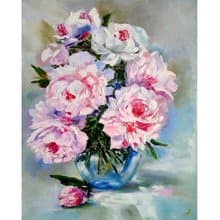 Peonies Bouquet Original Oil Painting, Flower Artwork, Floral Canvas Wall Art
