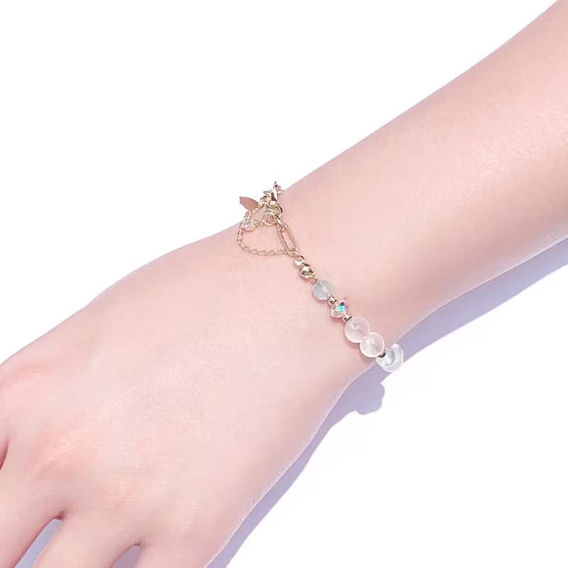 海藍寶 月光石 14K包金 天然水晶手鍊