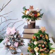 繽紛聖誕。聖誕樹手作課  附串燈 (乾燥雪松/永生雪松 ) 白聖誕樹