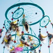 民族風掛飾 boho 手工編織棉麻捕夢網吊飾dream Cather-藍色星辰