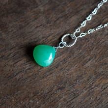 Chrysoprase Teardrop Necklace, 925 Silver, Taurus GemStone, Libra Birthstone