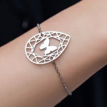 抗敏醫療鋼 寶石與動物系列-蝴蝶手鍊