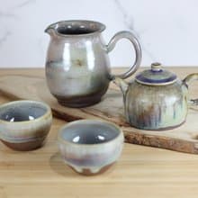 【母親節禮物】柴燒鈞釉 全手工茶具組 一壺一海兩杯 葉敏祥精品