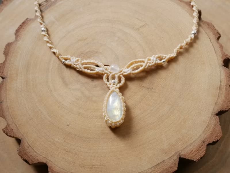 N58/FW24~經典款 - 月光石 l 南美蠟線 l 手工編織 l 短項鍊