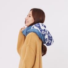 Yuki雪精靈連帽脖圍/ 冰河藍