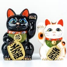 日本常滑燒千萬兩招財貓黑色陶瓷擺件開業喬遷生日禮物存錢罐現貨