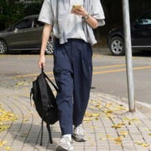 PANTS 夏季日系休閒長褲 百搭款 錐型寬鬆設計9分褲 超舒適面料