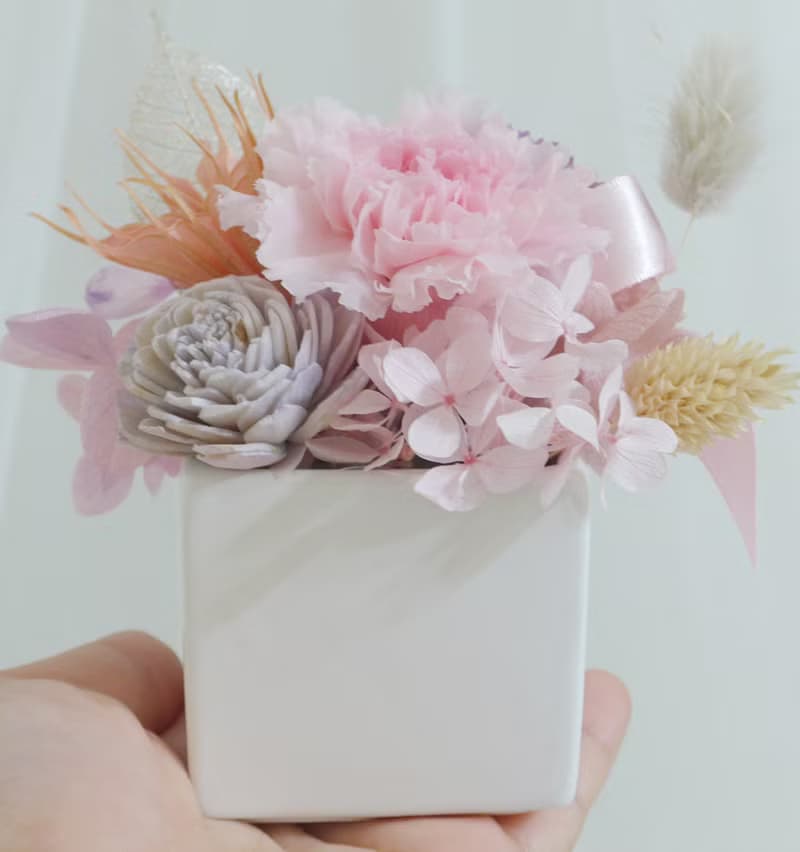 永生康乃馨盆花 結婚捧花永生乾燥花情人節畢業花束生日禮物