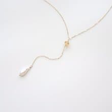 極光亮彩巴洛克淡水珍珠 黃水晶墜 14Kgf 包金 可拆式Y字鍊