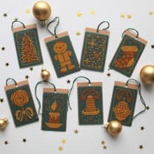 Set of 8 Christmas mini cross stitch patterns PDF, Christmas tags idea