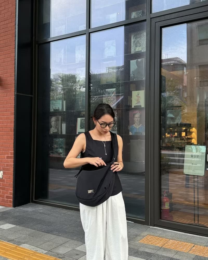 【DOUGHNUT】防潑水 手提/肩背/斜背 3用 澎澎半月包 穿搭-黑 SE