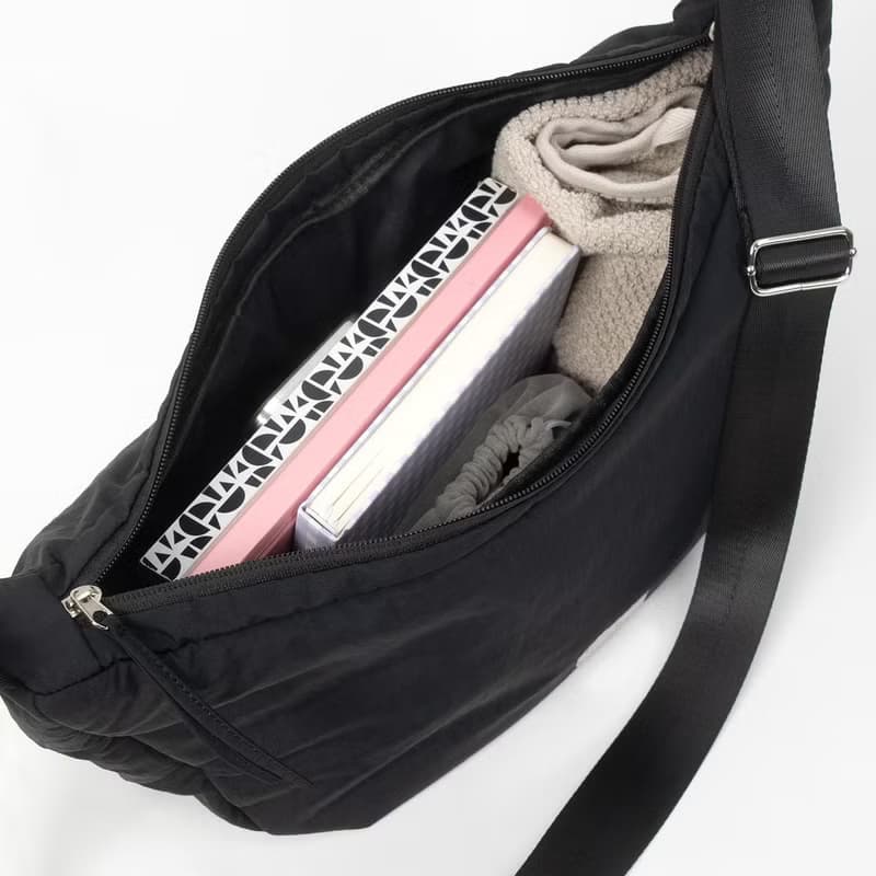 【DOUGHNUT】防潑水 手提/肩背/斜背 3用 澎澎半月包 穿搭-黑 SE