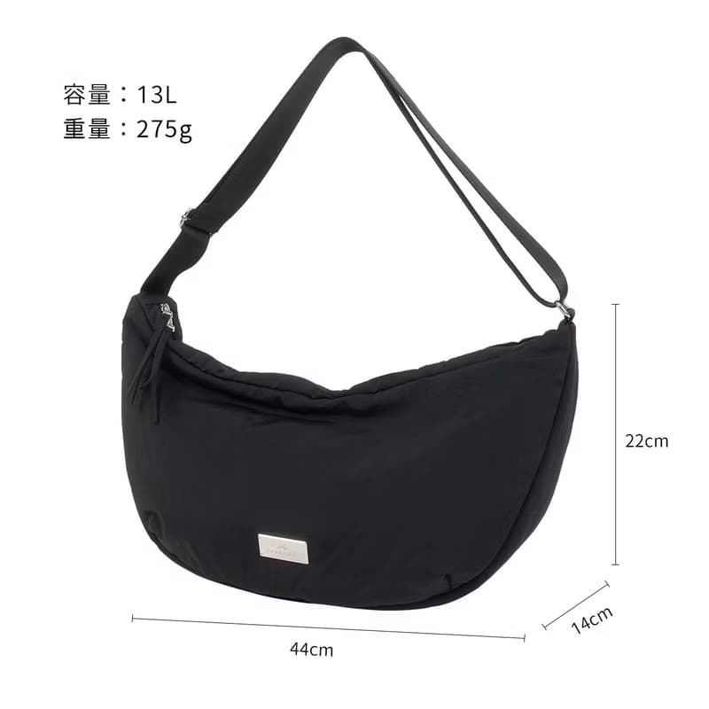 【DOUGHNUT】防潑水 手提/肩背/斜背 3用 澎澎半月包 穿搭-黑 SE