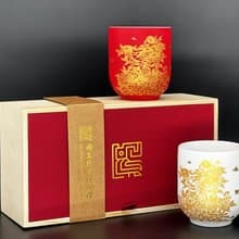 【ViREO】常玉燦若繁華 華貴雙杯組 晶霜白 烈艷紅 | 歷史博物館