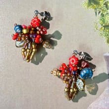 原創設計 迷你花束耳釘 串珠花朵耳環 手作串珠耳飾