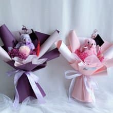 藍芯花藝 學士帽小熊畢業花束 花束 畢業季 送禮 乾燥花 玩偶