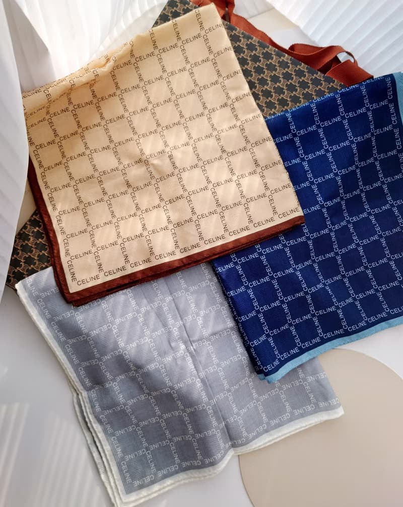 全新未使用 CELINE 純字簡約低調款 手巾方巾手帕 綁包帶圍巾絲巾
