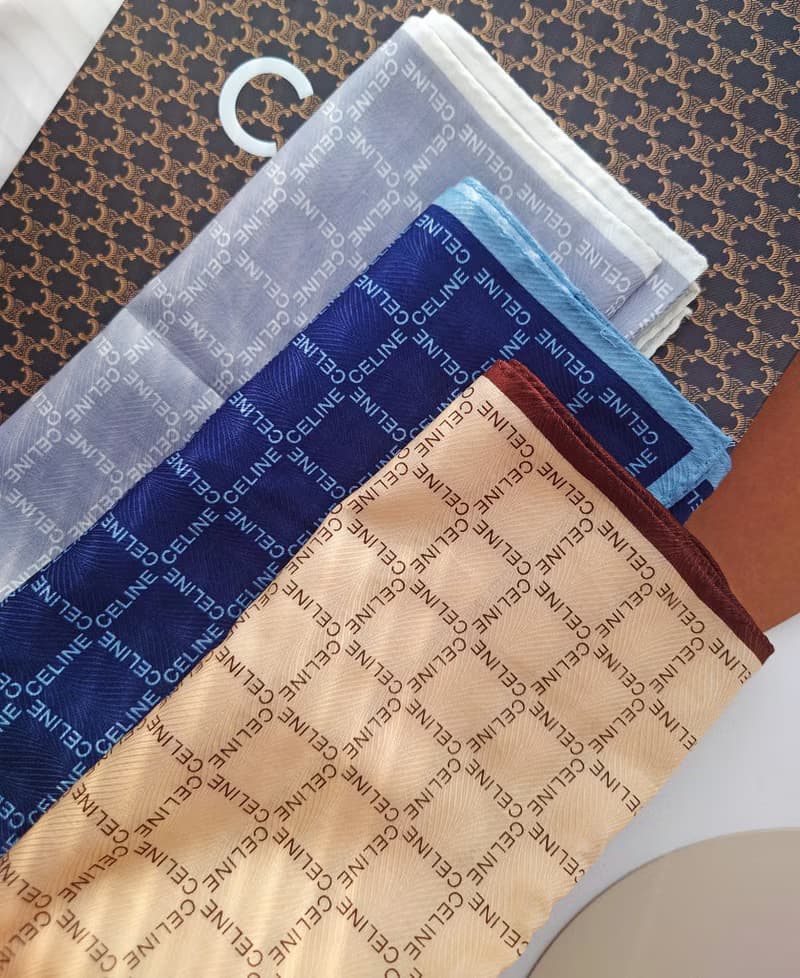 全新未使用 CELINE 純字簡約低調款 手巾方巾手帕 綁包帶圍巾絲巾