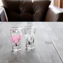 冷感桜グラス天開ペアセット　温度で色が変わる季節を楽しむ器
