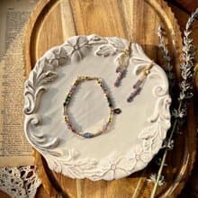 -花系列薰衣草/手鍊/耳環-天然水晶手鏈/黃銅手鍊