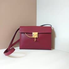 【絕版古董包】中古二手CELINE酒紅色金舵鏈小包單肩側斜背手袋