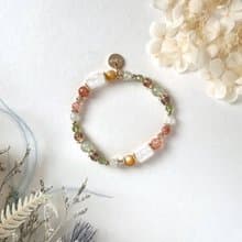 招財正能量 太陽石 白水晶 葡萄石 橄欖石 天然水晶手鏈