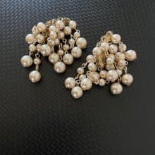 古董珍珠瀑布流蘇夾式耳環 C747