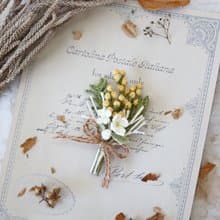 金合歡 含羞草 花束胸針S 天然麻線人手編織 清新生日禮物