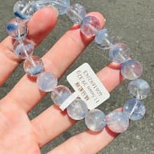 高品玻璃體透藍線石水晶11.5mm39.32g防甲狀腺亢進加強表達能力