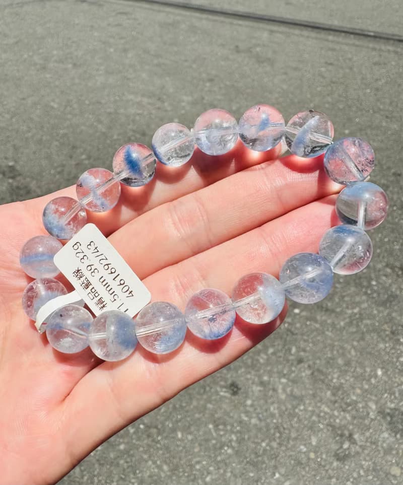 高品玻璃體透藍線石水晶11.5mm39.32g防甲狀腺亢進加強表達能力